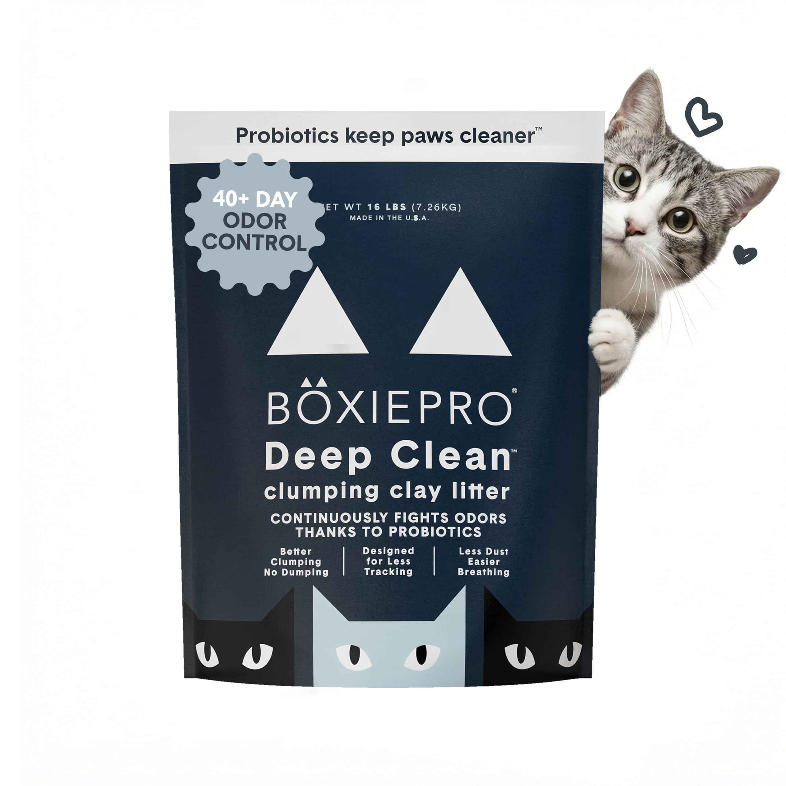 BoxieProbiotic cat litter bag 16 lb shown for long-lasting odor control in the box