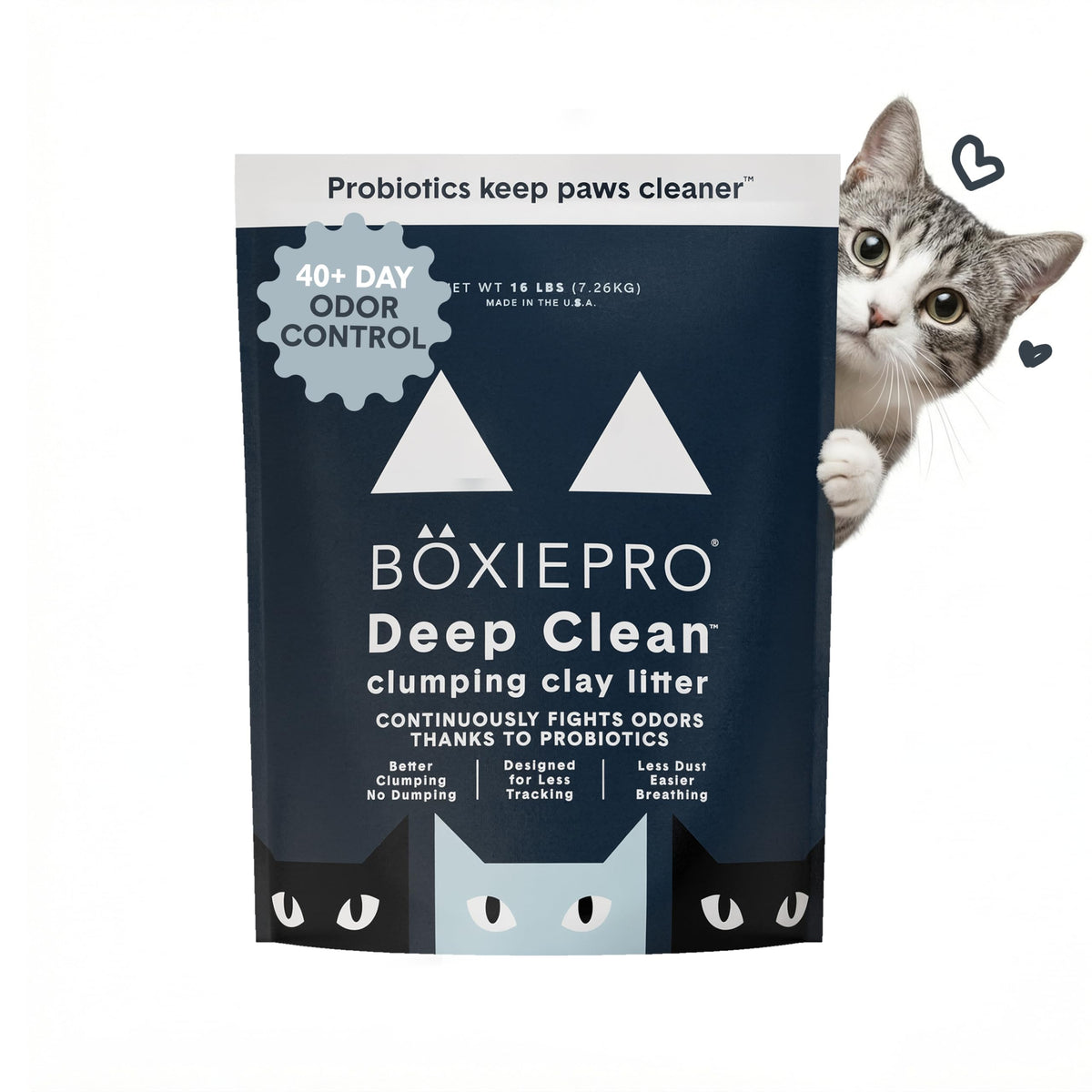 BoxieProbiotic cat litter bag 16 lb shown for long-lasting odor control in the box