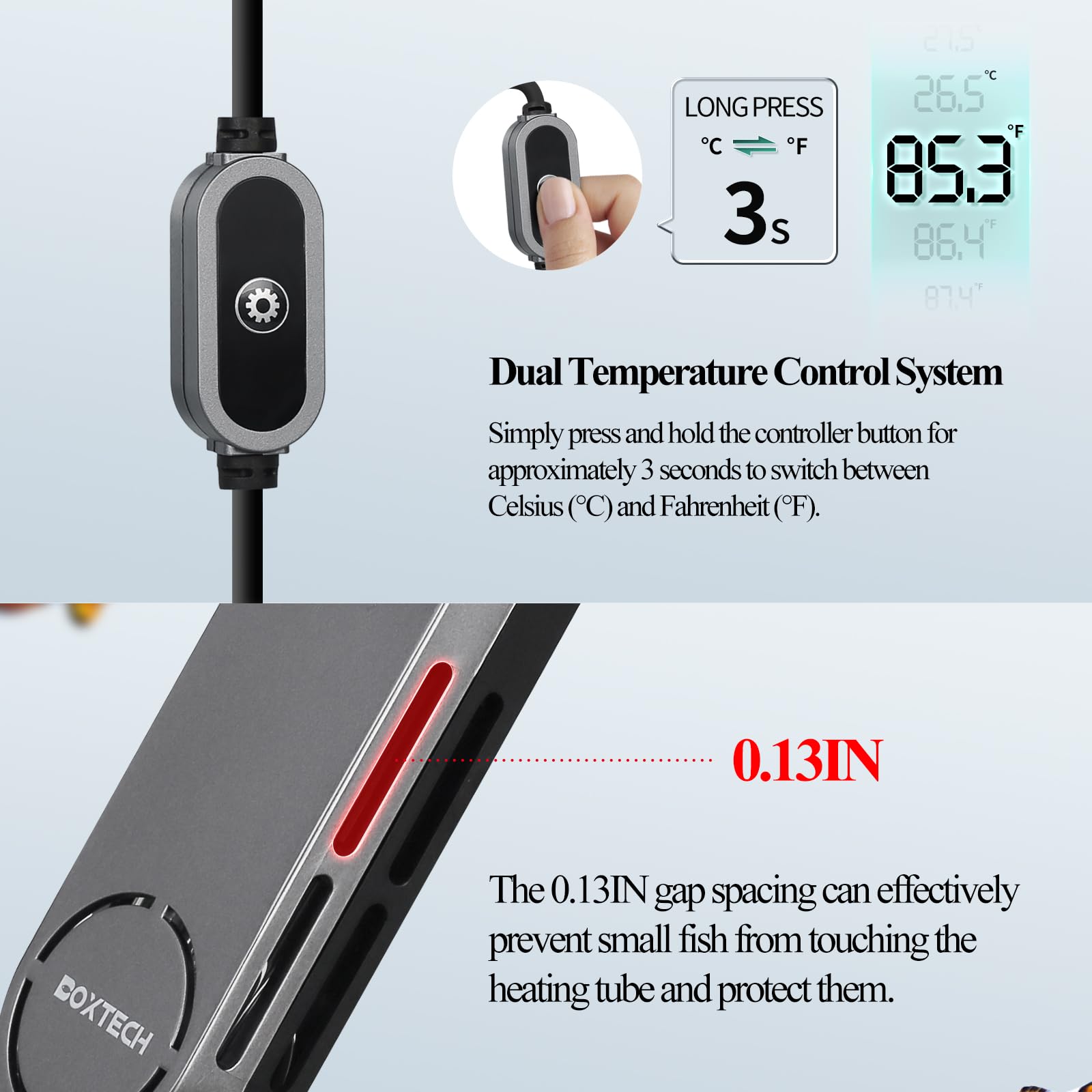 Boxtech external temperature controller close-up for precise adjustments.