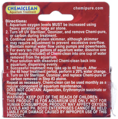 Boyd Chemi-Clean 6g safe for marine and freshwater tanks with nitrifying bacteria.