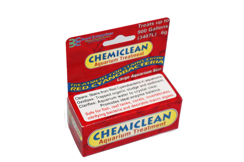 Boyd Chemi-Clean 6g in-tank application for safe cyanobacteria removal in freshwater and saltwater.