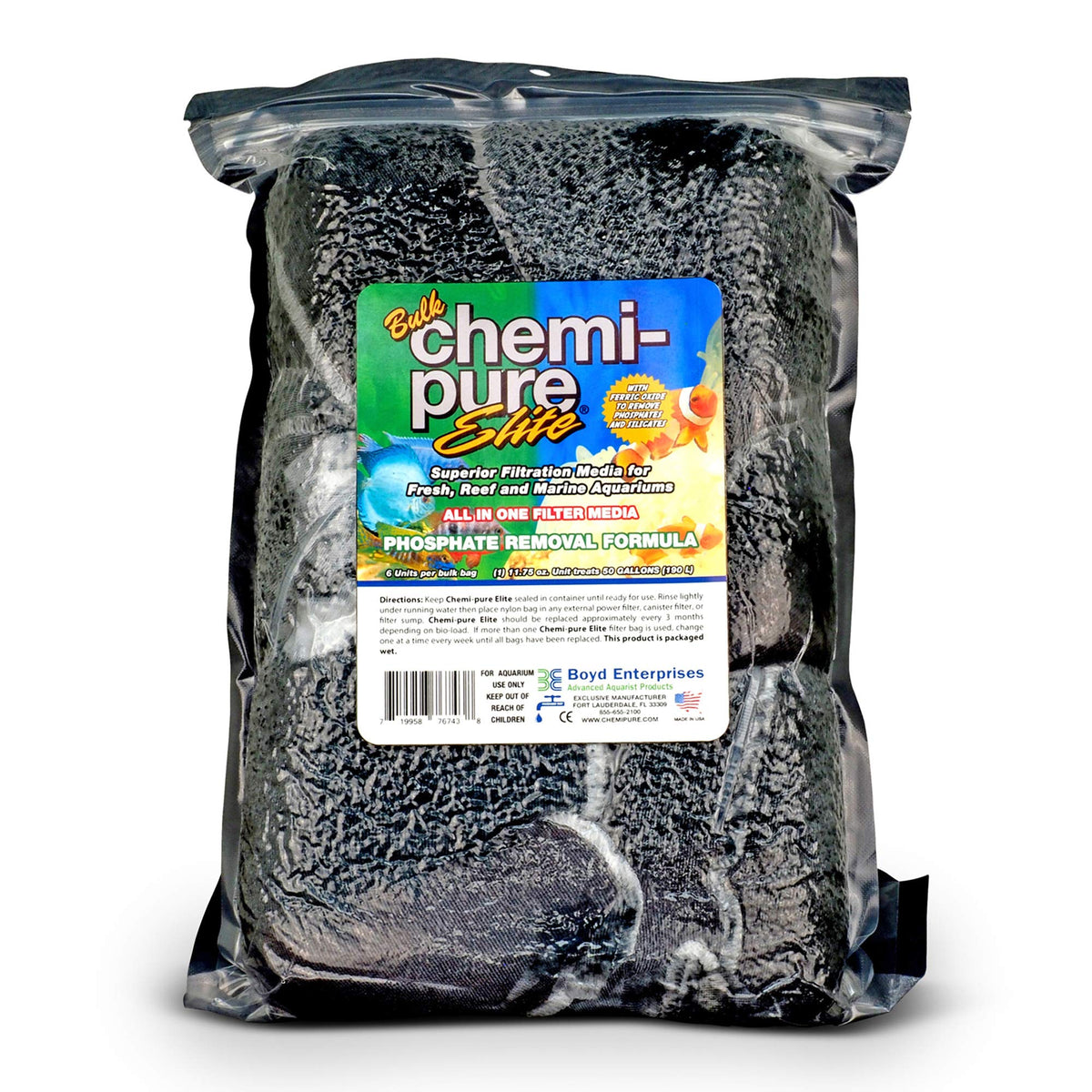 Boyd Enterprises Chemi Elite Bulk packaging for aquariums promotes clearer water