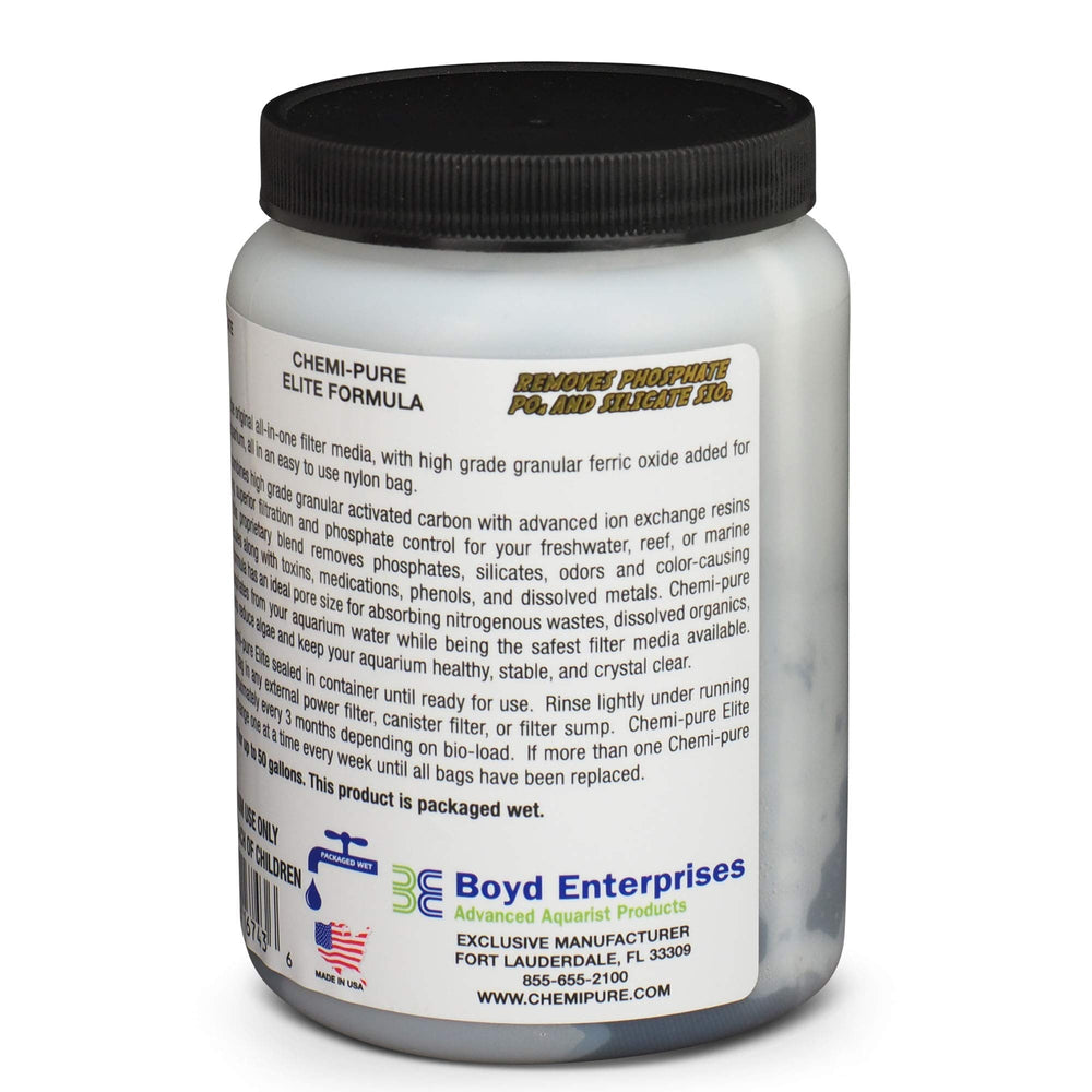 Boyd Enterprises Chemi-pure Elite water clarity enhances aquarium appearance.