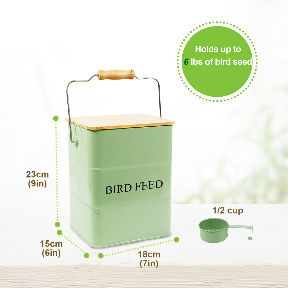 Brabtod 5-6lbs capacity storage tin is easy to carry with a sturdy wooden handle.