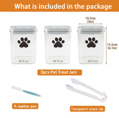 Brabtod clear pet food jar with paw-print motif for quick content view