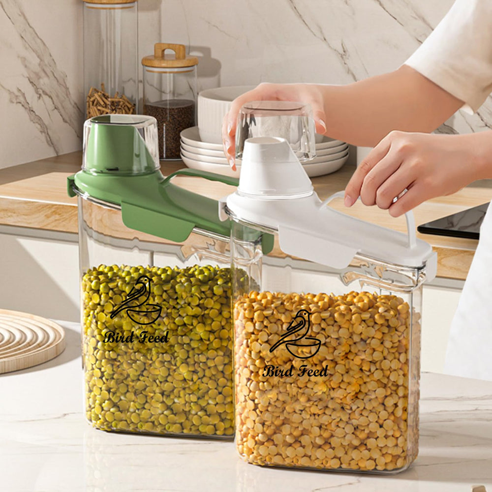 Brabtod clear, space-saving container fits pantry or balcony.