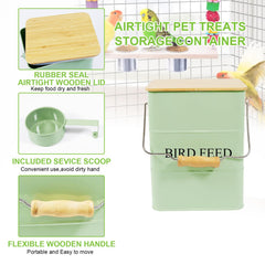 Brabtod enamel-finish bird seed canister adds vintage charm while protecting contents.