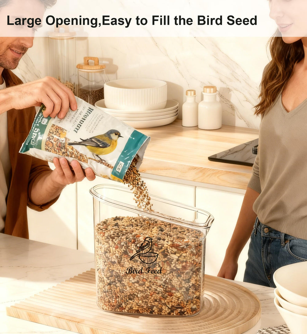 Brabtod squirrel-proof design helps protect seeds outdoors.
