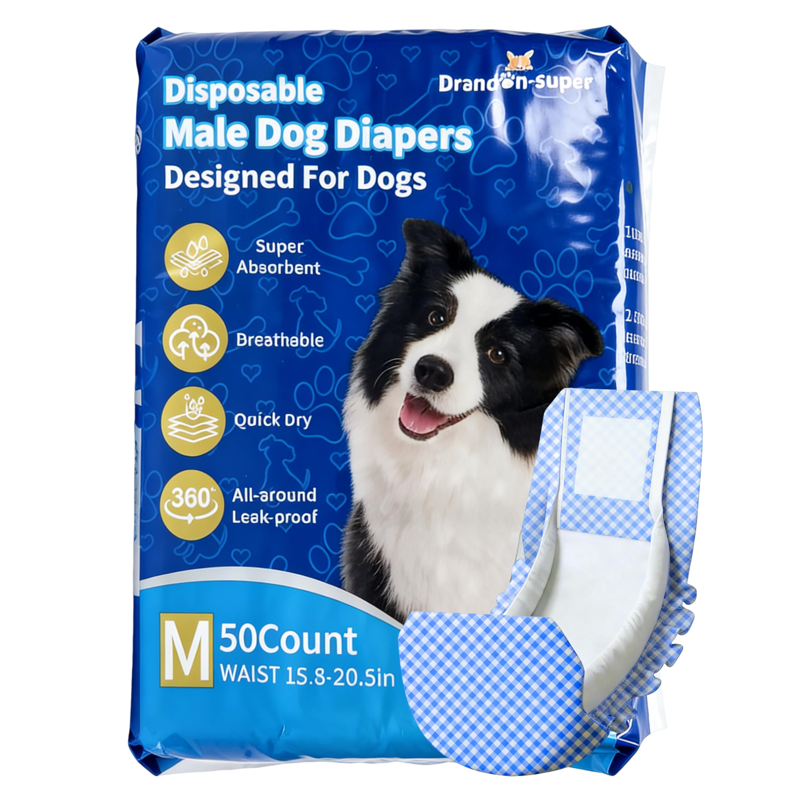 Brandonsuper dog diapers male wrap closed showing secure leak protection for active dogs.