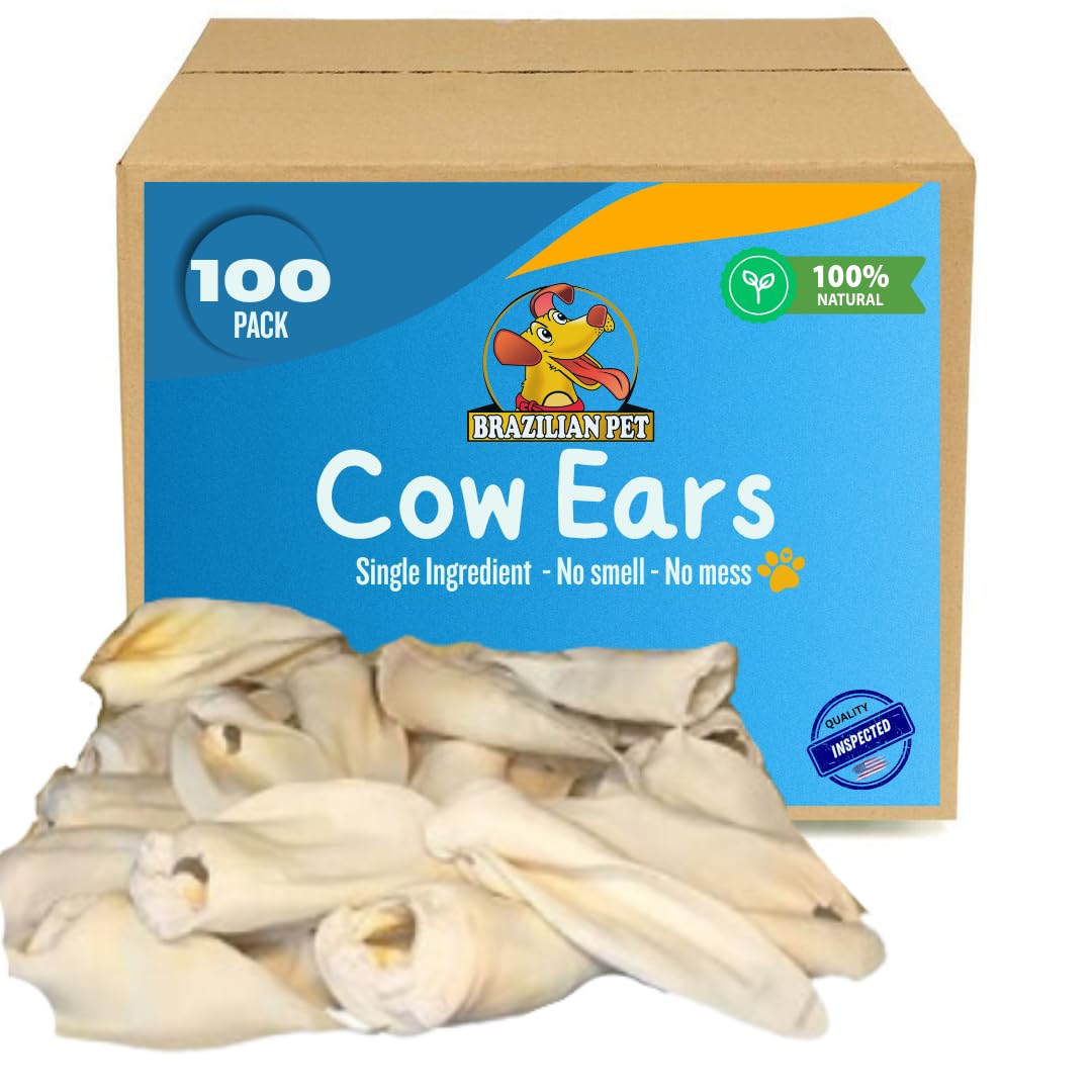 Brazilian Pet cow ears chews packaging image, a durable dog snack.