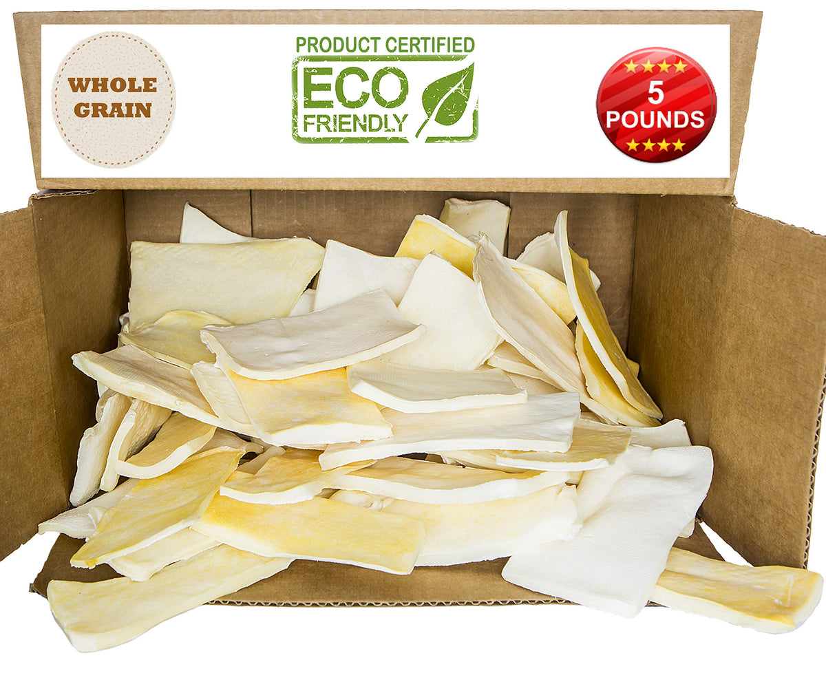 Brazilian Pet Premium thick cut chips package showing natural rawhide for long-lasting chewing