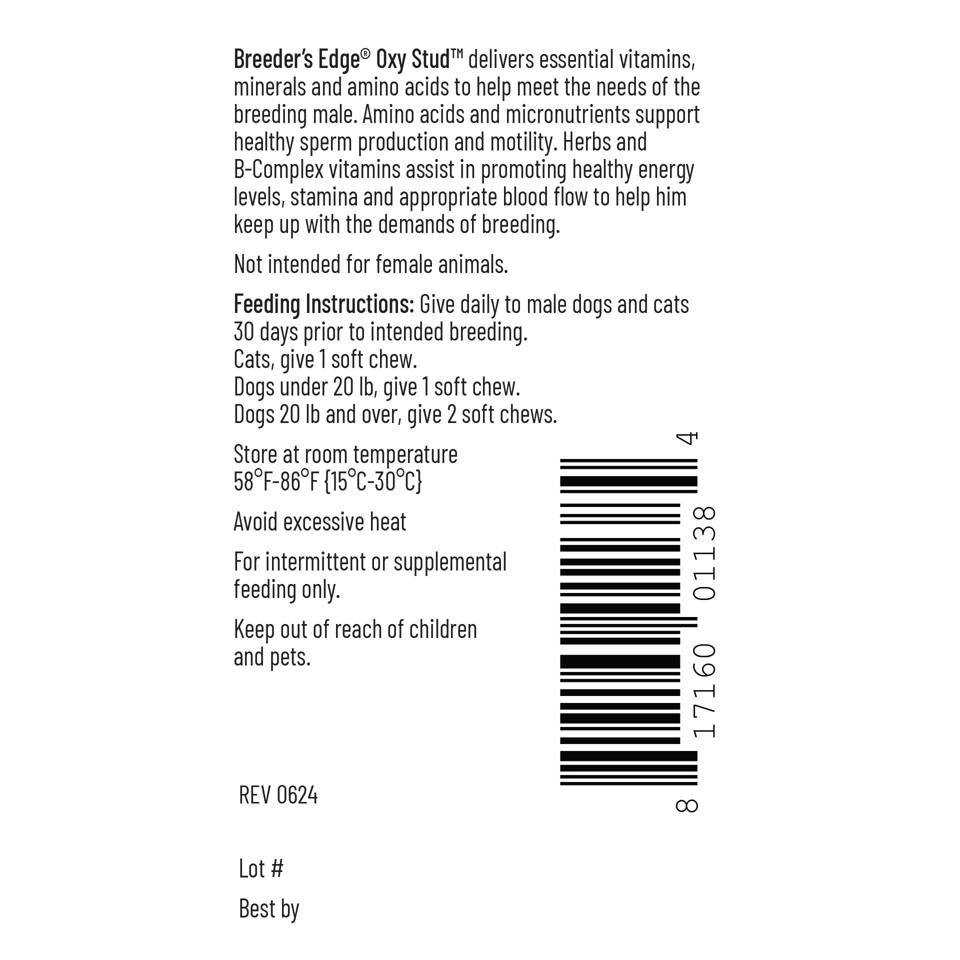 Breeder's Edge Oxy Stud chew texture closeup emphasizes palatability
