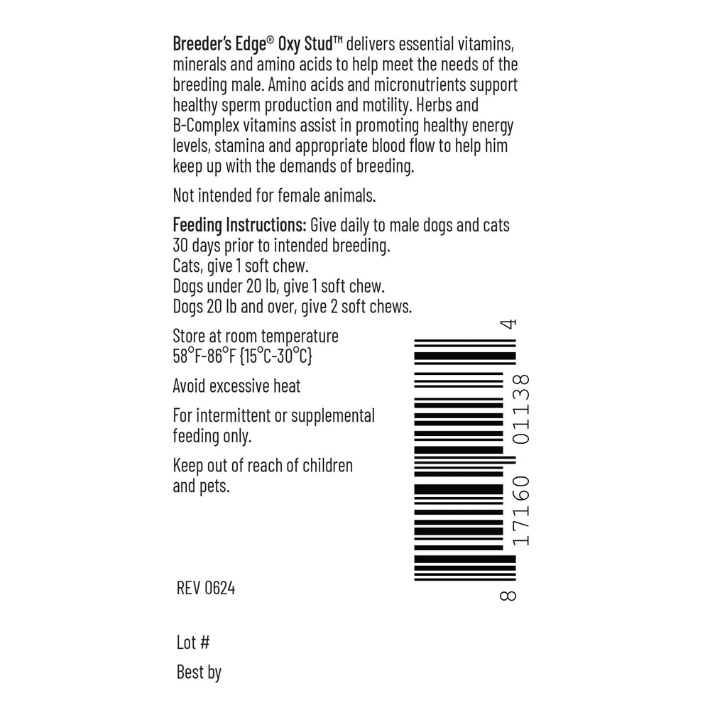 Breeder's Edge Oxy Stud chew texture closeup emphasizes palatability