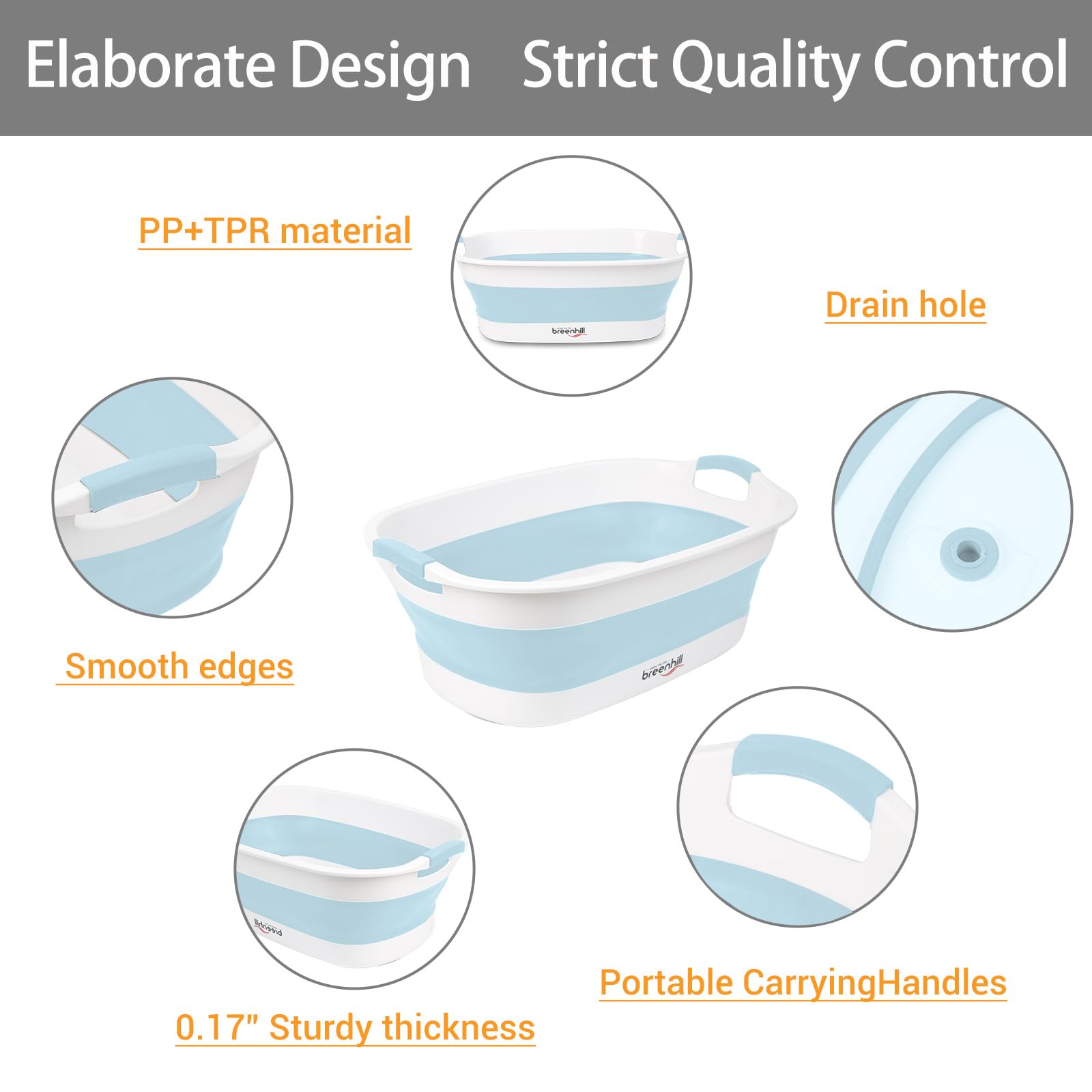 BREENHILL blue foldable tub suited for indoor or outdoor pet baths