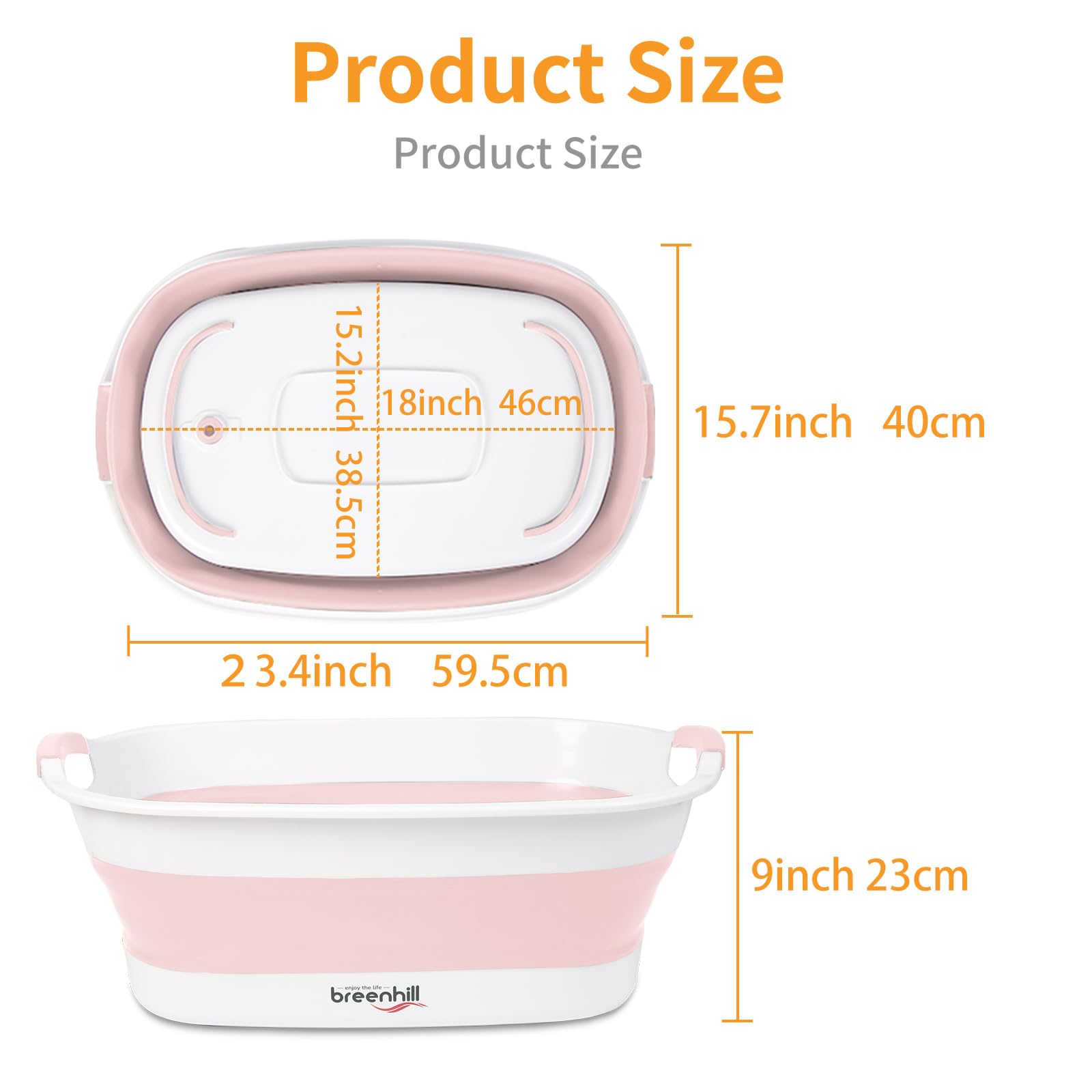 BREENHILL collapsible dog bath tub pink collapsed for compact storage
