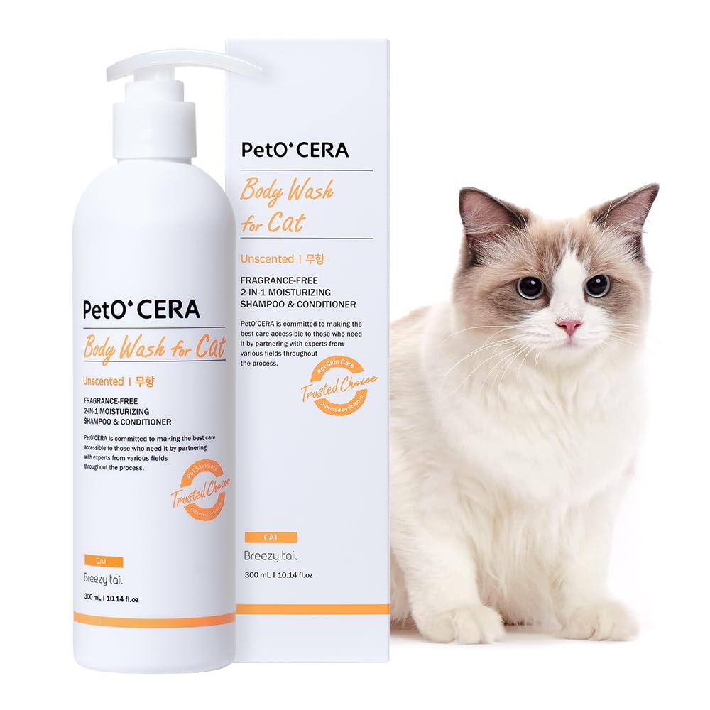 Breezytail PetO’Cera unscented bottle – all-in-one cat cleansing