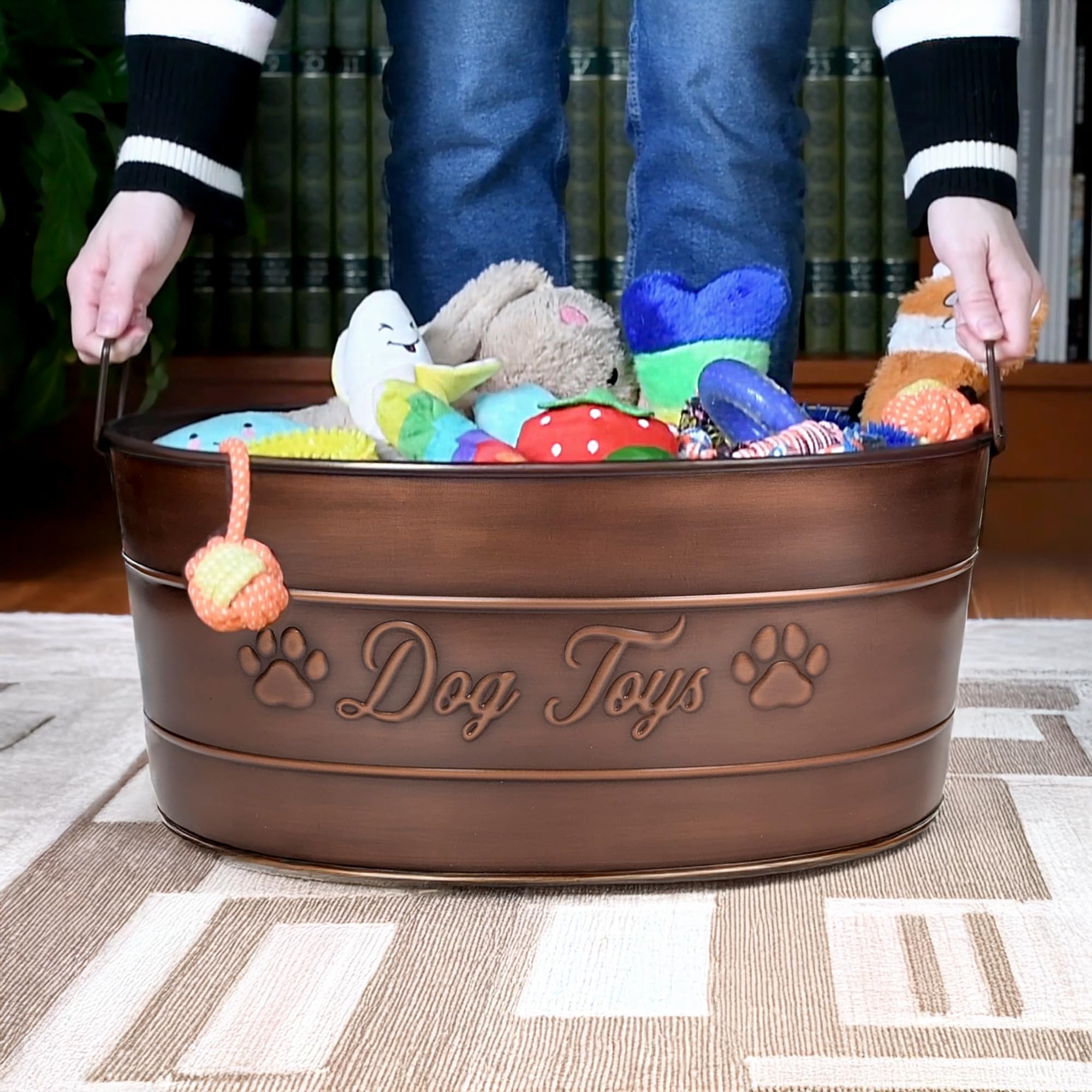 BREKX galvanized steel bin in antique copper finish resists wear.