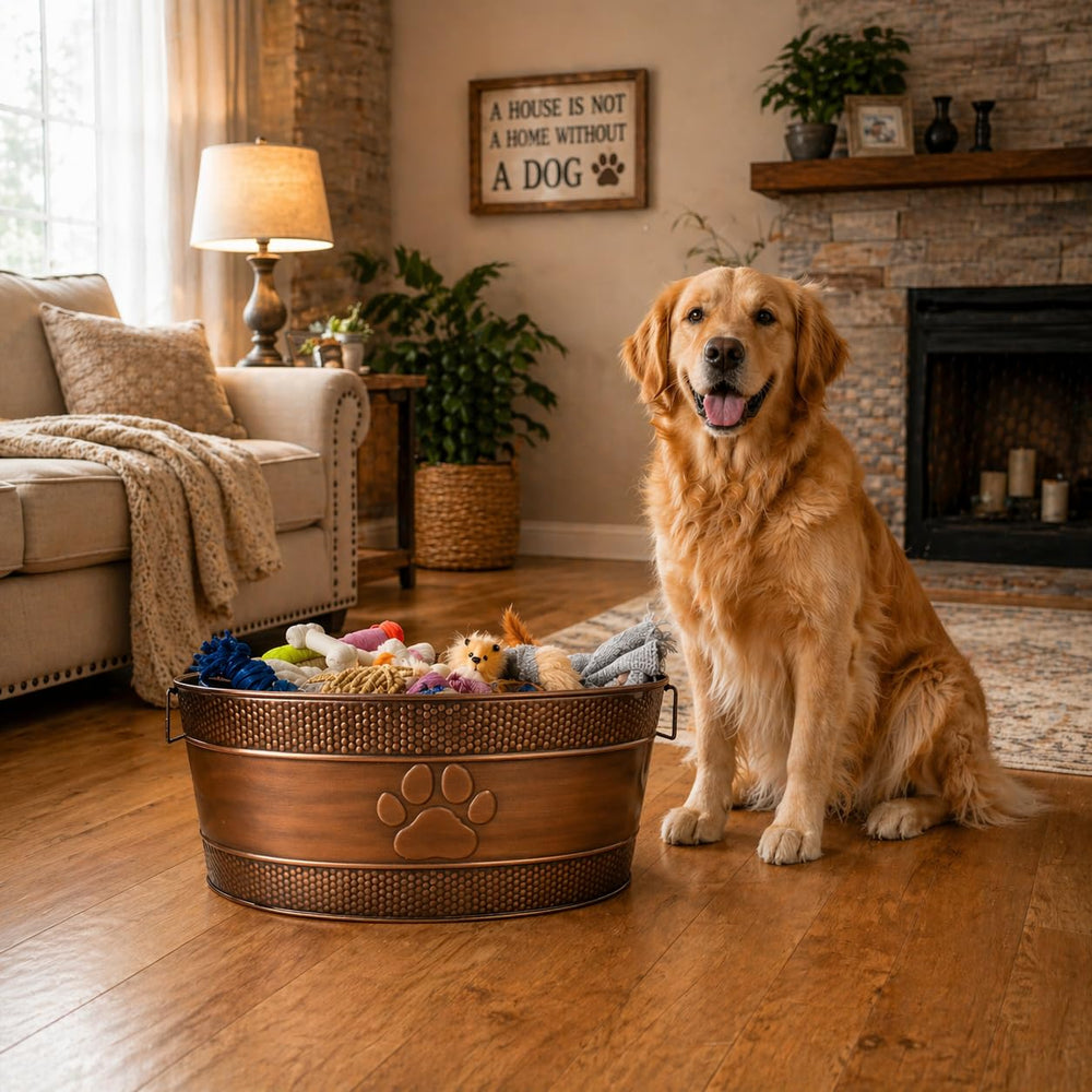 BREKX paw-print design on the bin adds rustic charm and durability.