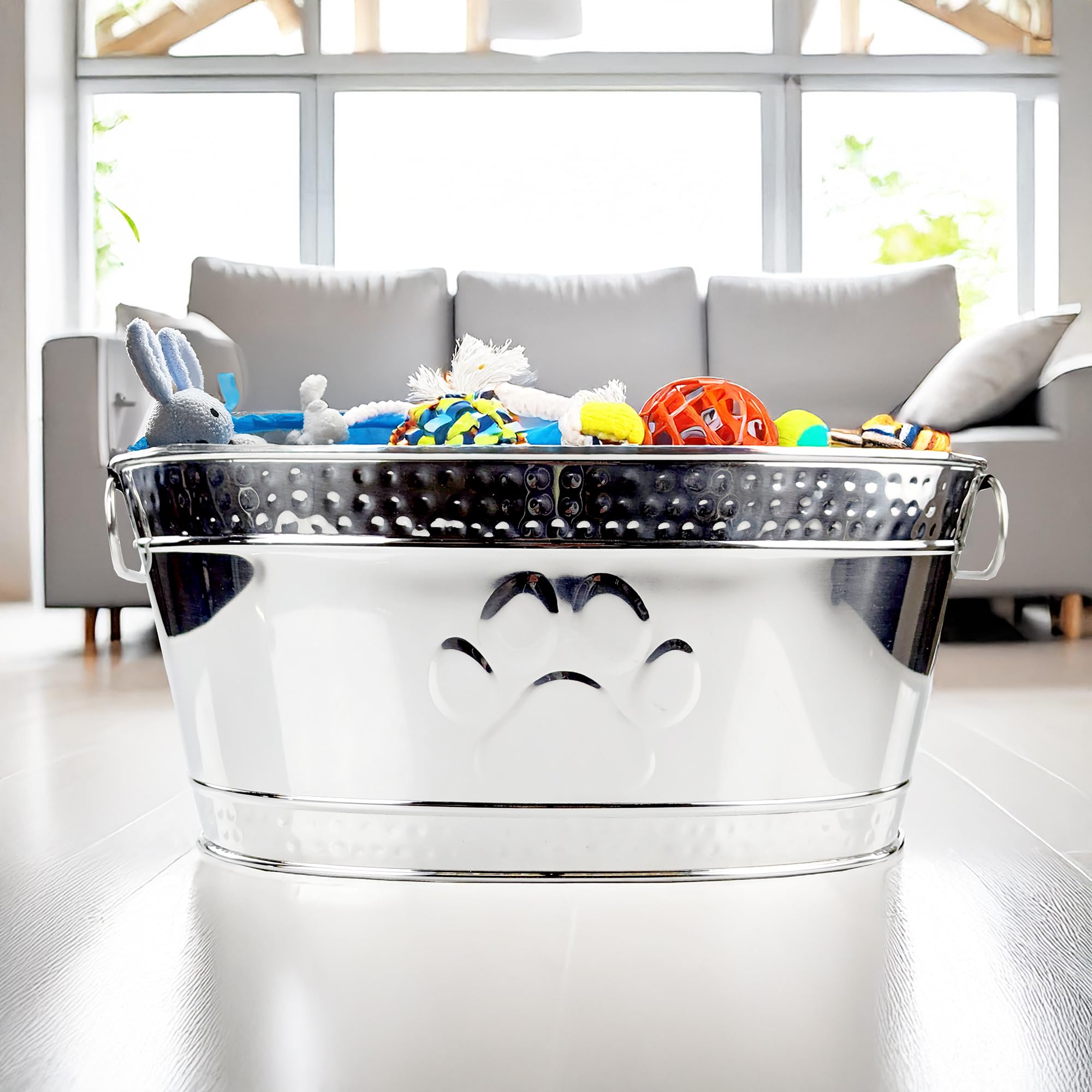 Multipurpose dog storage basket can hold toys, leashes, and small essentials.