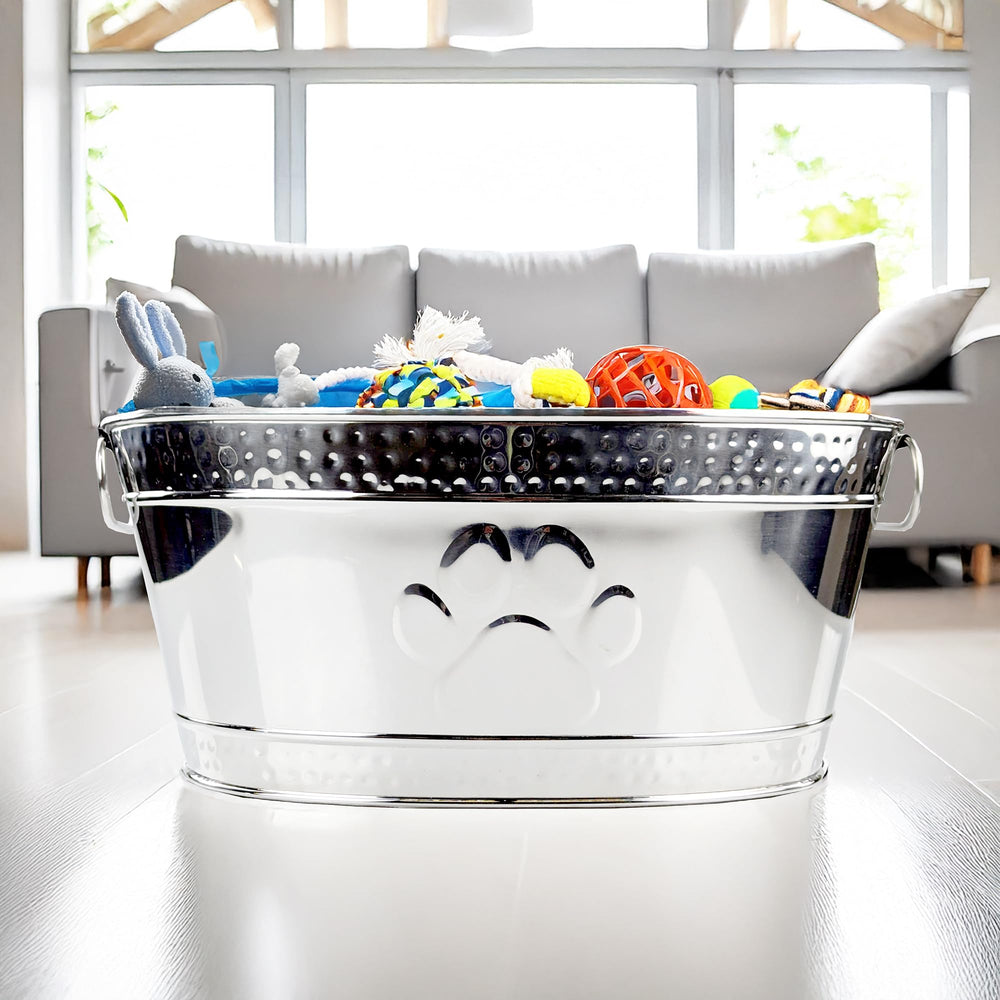 Multipurpose dog storage basket can hold toys, leashes, and small essentials.