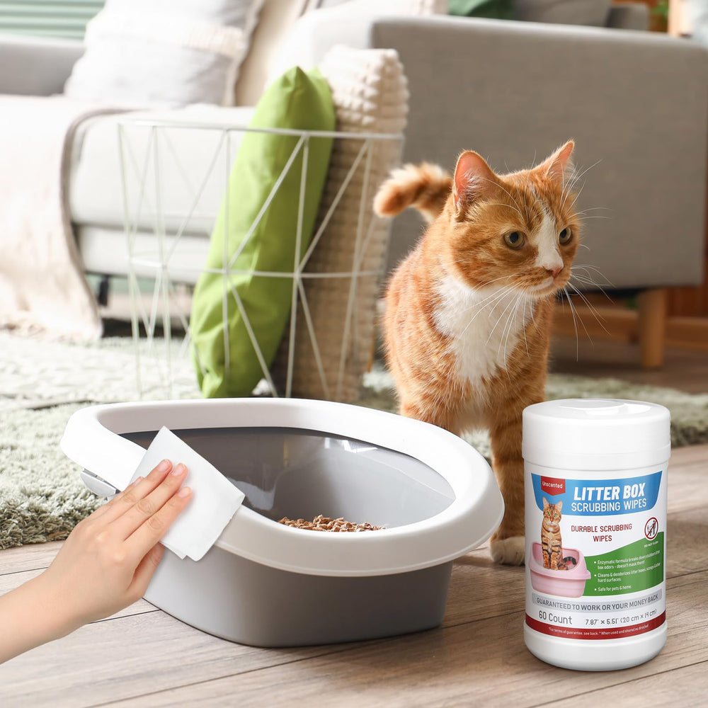 Breling litter box cleaning in use, ready for quick tidy-ups