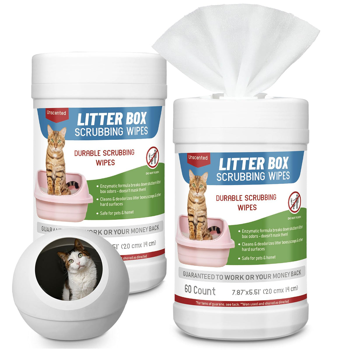 Breling litter box scrubbing wipes with dispensing cap remove mess quickly