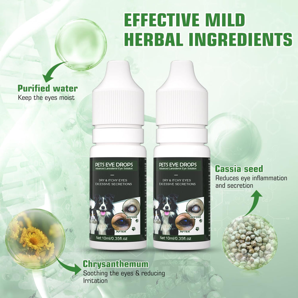 Brennenstuhl Cataract Drops in a pet care scene for dogs and other small animals.