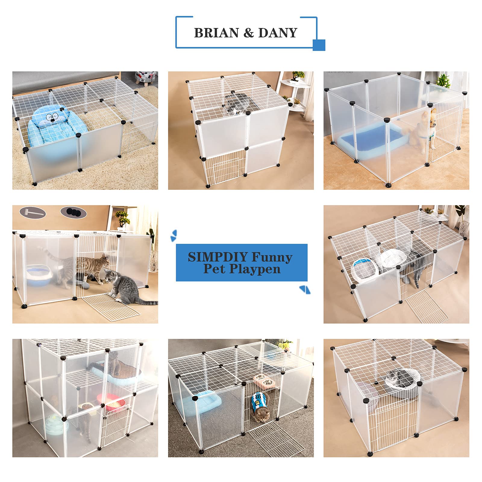 BRIAN & DANY dog playpen sturdy construction keeps small pets secure