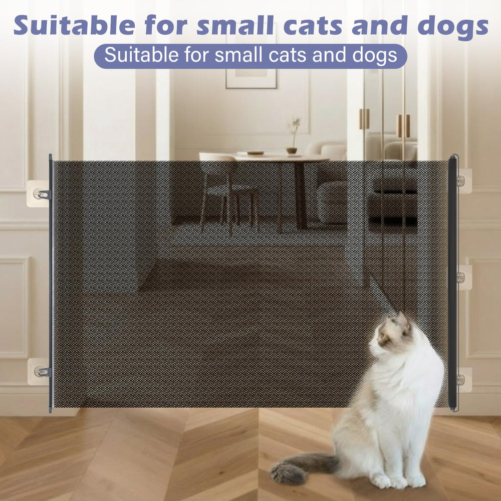 BrightRow dog gate mesh detail shows thickened polyester for durability.
