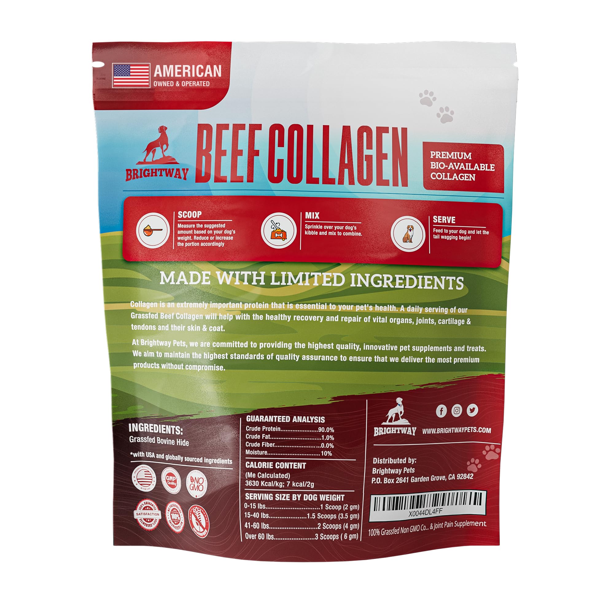 Brightway Pets Grass-Fed Collagen for Dogs with scoop for simple daily servings