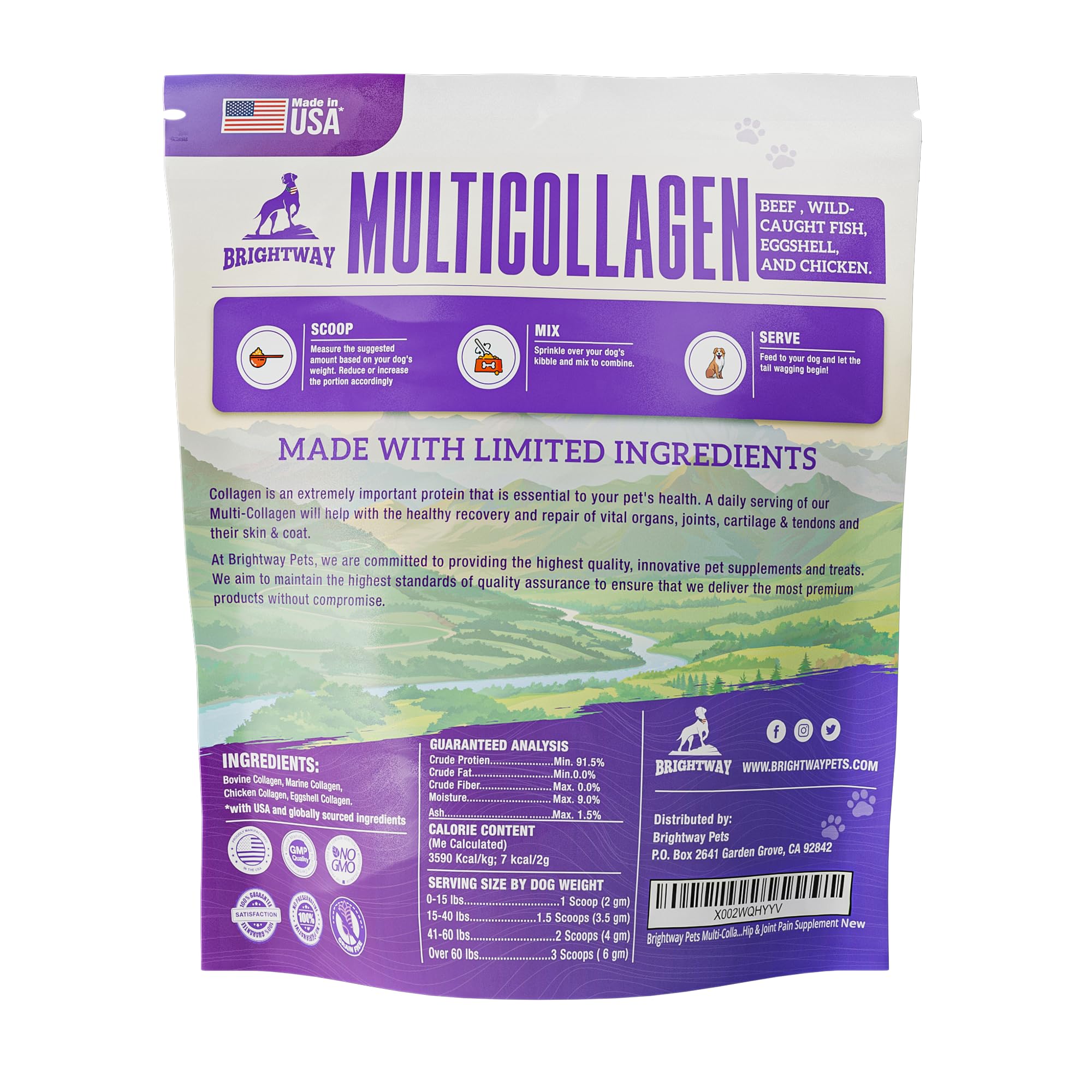 Brightway Pets texture closeup highlights the rich collagen blend for joints