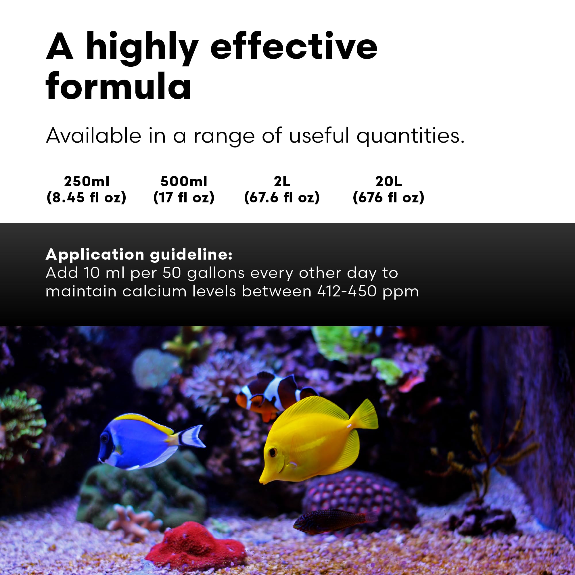 Brightwell Aquatics Coralline Accelerator aragonite-derived carbonates image highlights carbonate source.