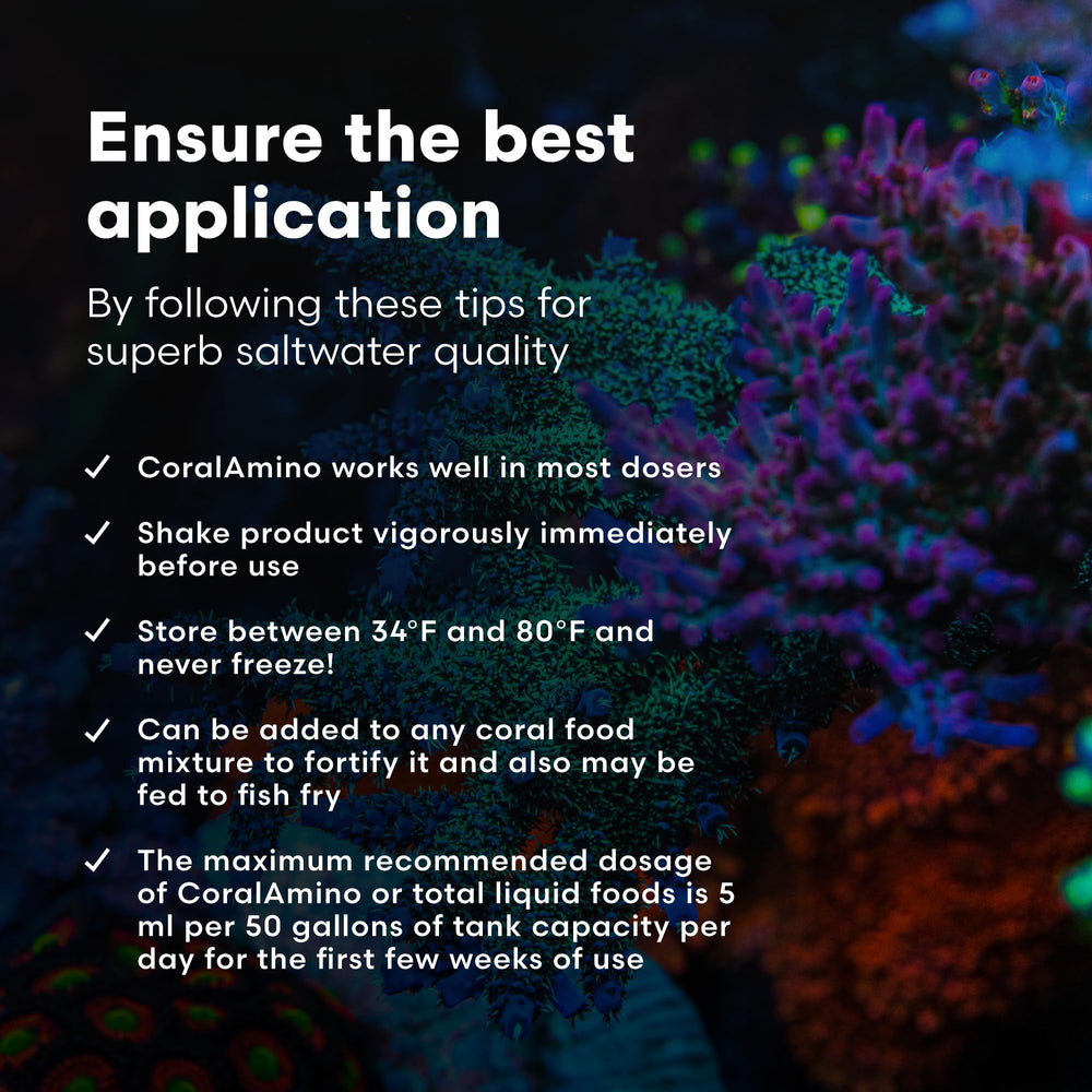 Professional use scene with CoralAmino being used in marine aquariums.