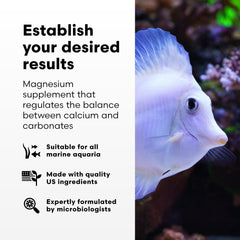 Brightwell Aquatics Magnesion bottle cap with dosage guidance for reef tanks.