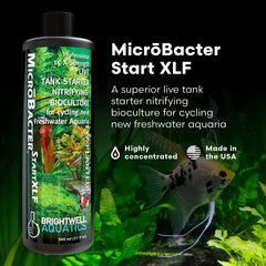 Close-up of MicroBacter Start XLF label highlighting 15x concentrate for quick startup