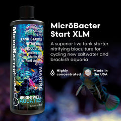 Brightwell Aquatics MicroBacter Start XLM label front highlights product strength and usage