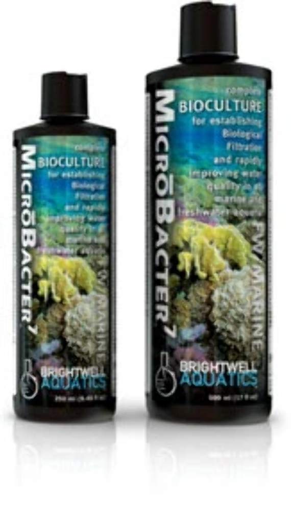 Brightwell Aquatics MicroBacter7 bottle, front view, supports rapid nitrification and cleaner aquarium water.