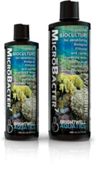 Brightwell Aquatics MicroBacter7 bottle, front view, supports rapid nitrification and cleaner aquarium water.