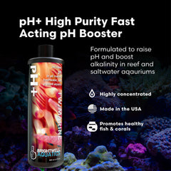 Brightwell Aquatics pH+ alkalinity-boost close-up highlights improved buffering for marine aquariums.