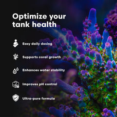Brightwell Aquatics pH+ coral-growth focus demonstrates potential support for stony corals.