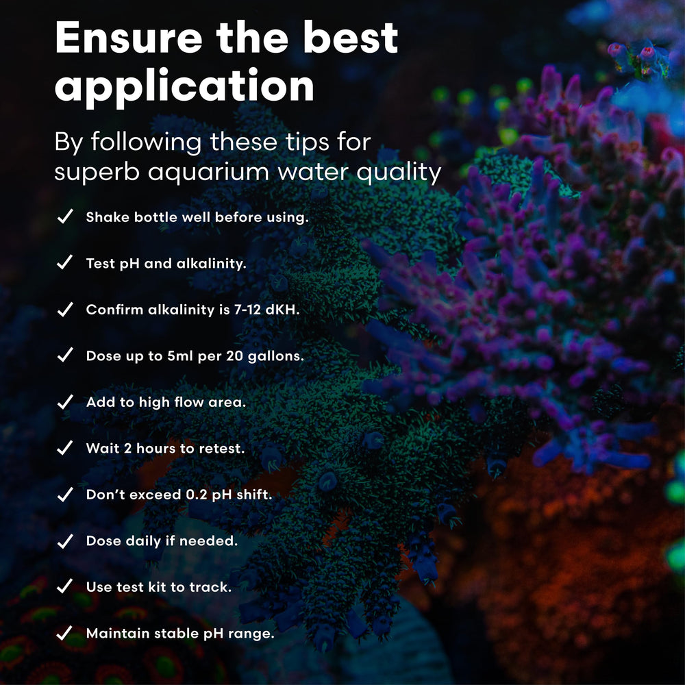 Brightwell Aquatics pH+ ultra-pure-ingredients close-up signals high-purity formulation.