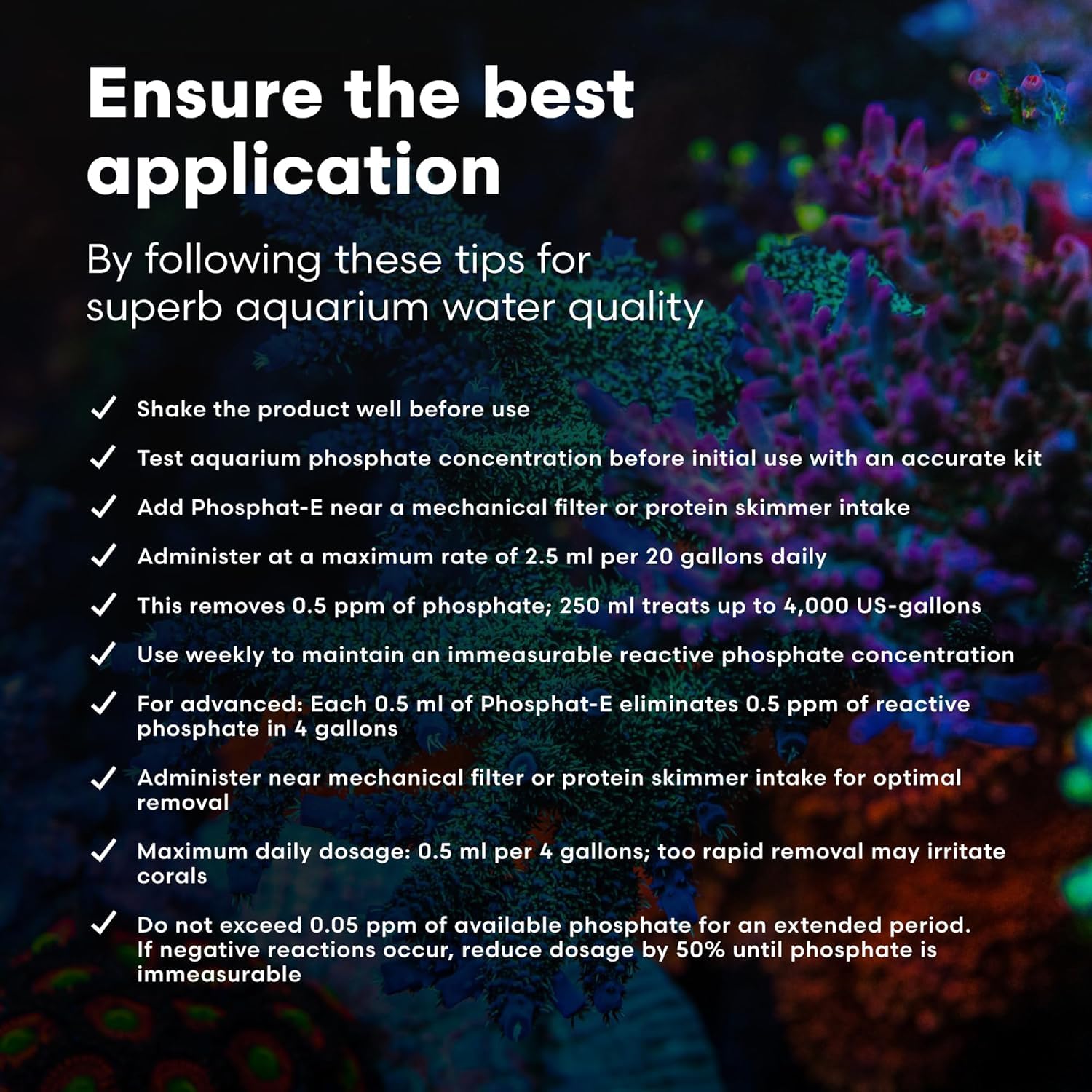 Brightwell Aquatics Phosphat-E note about potential false positives from test kits.