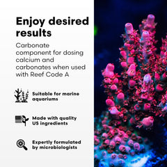 Close-up of Reef Code B label highlighting purity and no contaminants