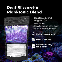 ReefBlizzard-A bottle shows precise dosing for consistent reef feeding.