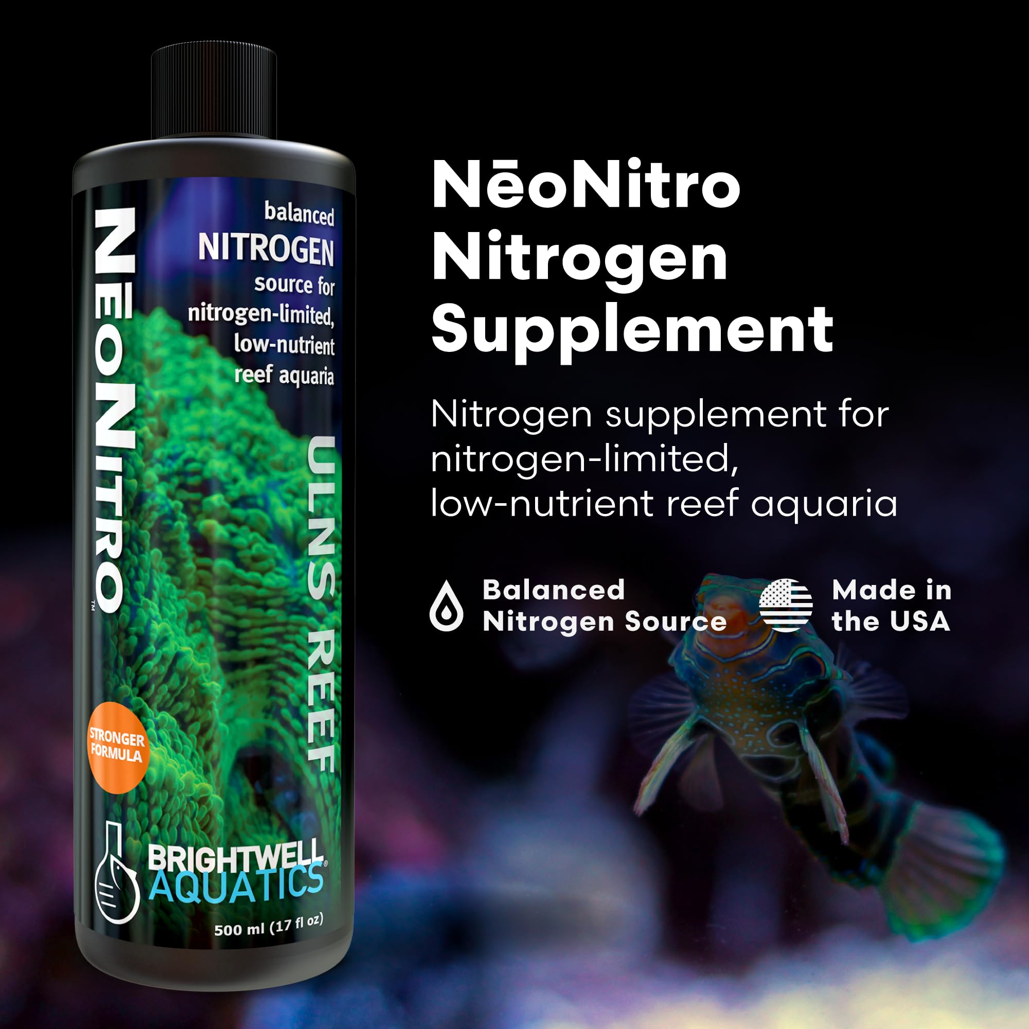 Brightwell NeoNitro label closeup highlighting product details and usage