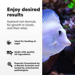 Brightwell Reef Snow label close-up with aragonite-balanced elements for tissue growth.