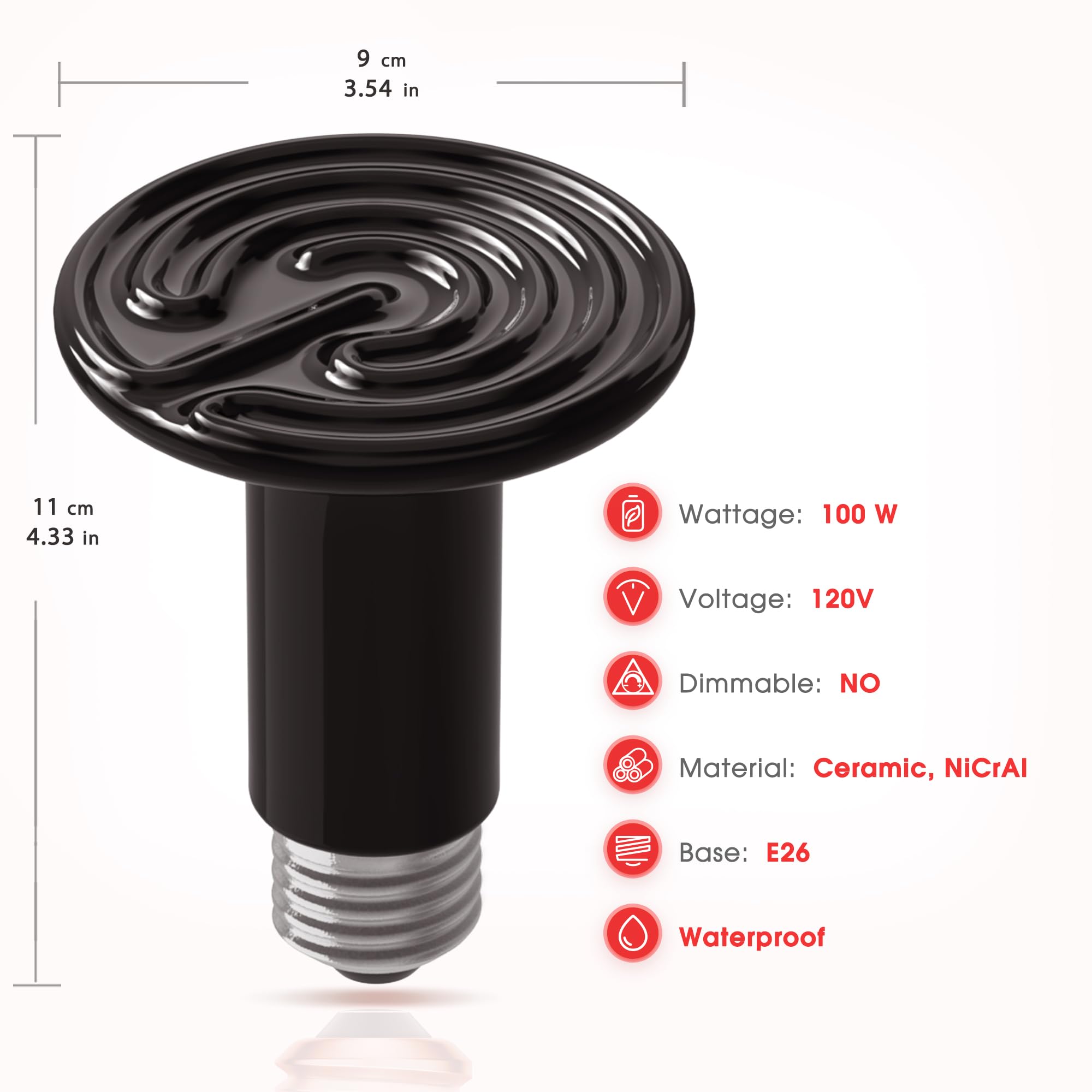 No light emission close-up shows black ceramic design staying dark
