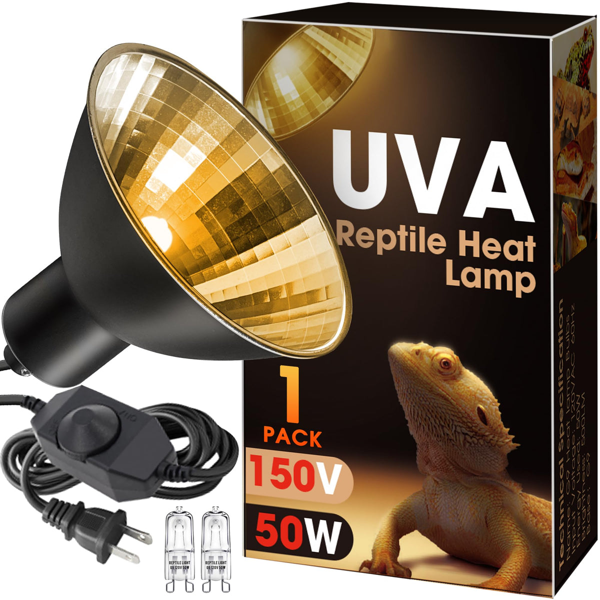 Briignite reptile heat lamp 50W G9 bulb for steady terrarium warmth