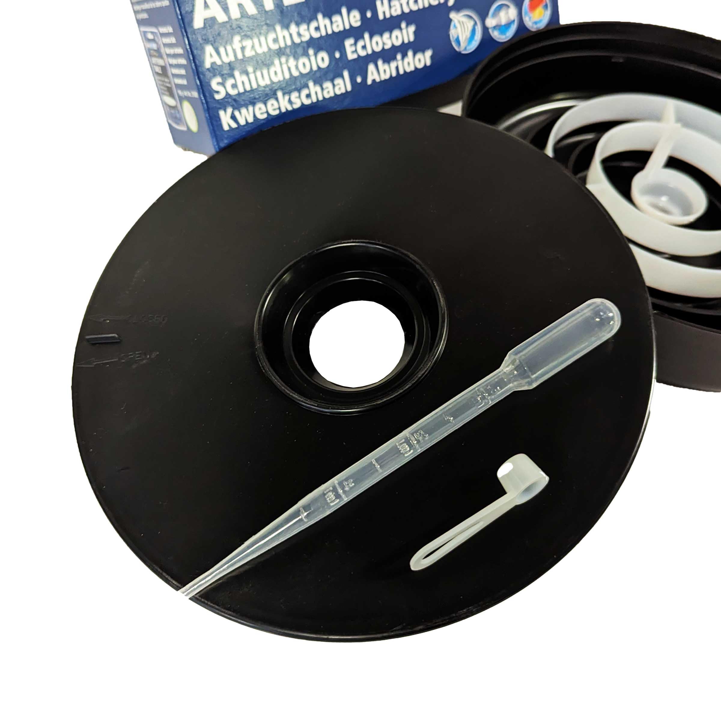Brine Shrimp Direct hatchery dish video tutorial image demonstrates quick setup tips.