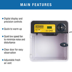 Brinsea TLC-30 Advance digital control panel shows temperature in °C or °F.